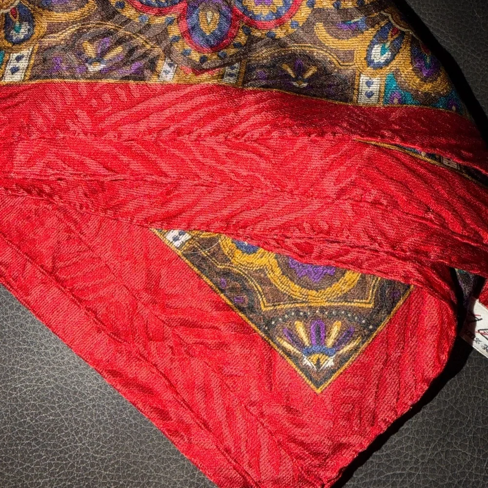 Christian Dior Red Patterned Scarf